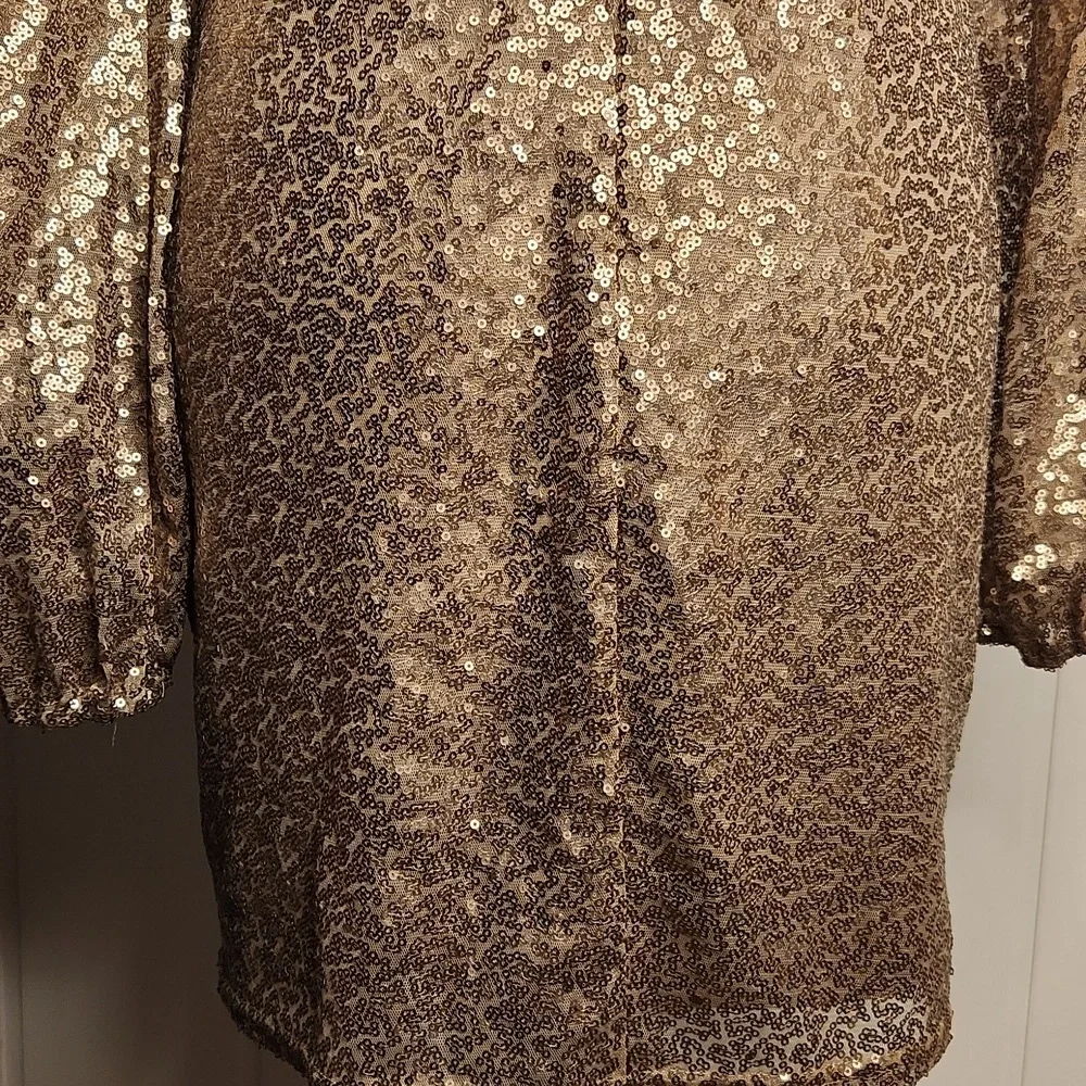 Altar'd State Gold Sequin Long Sleeve Dress - Picture 8 of 12